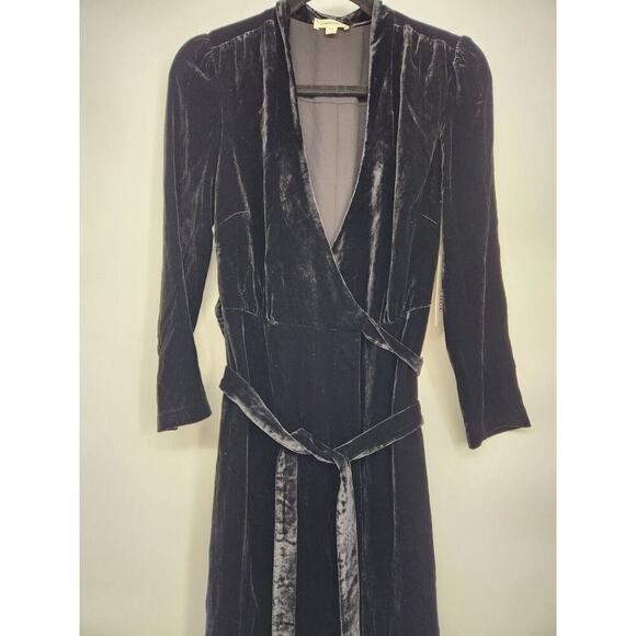NWOT L’Agence Long-sleeve Velvet Wrap Maxi Dress Size XS Black #1N404 - Picture 7 of 13
